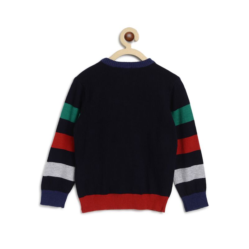 Boys Dark Blue Wool Blend Tricot Cardigan image number 1